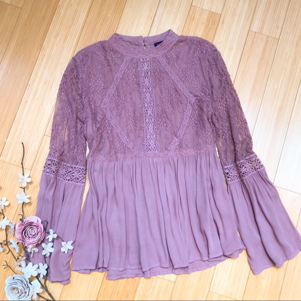American Eagle AEO dusty rose lace top, XL. - Picture 1 of 8